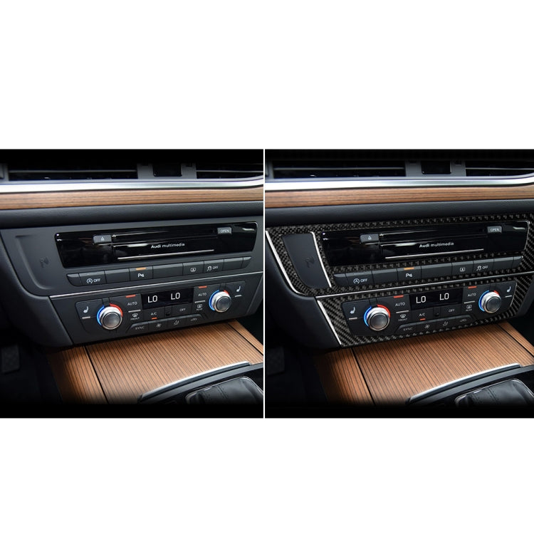 Car climate control panel with carbon fiber-style air vent trim installed, black textured overlay.