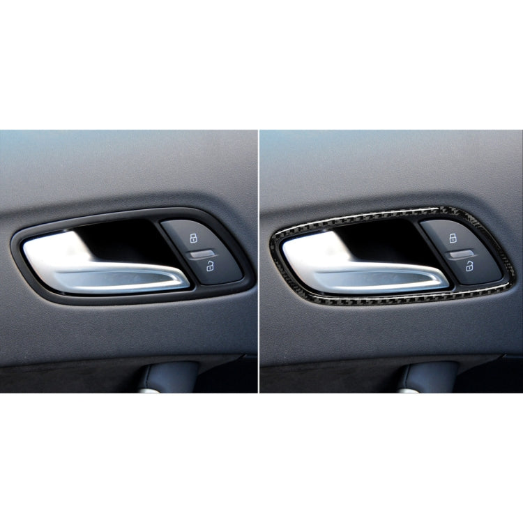 Applied carbon fiber door handle frame trim, oval border around inner handle recess