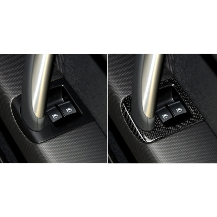 Installed carbon fiber trim sticker around window switch buttons