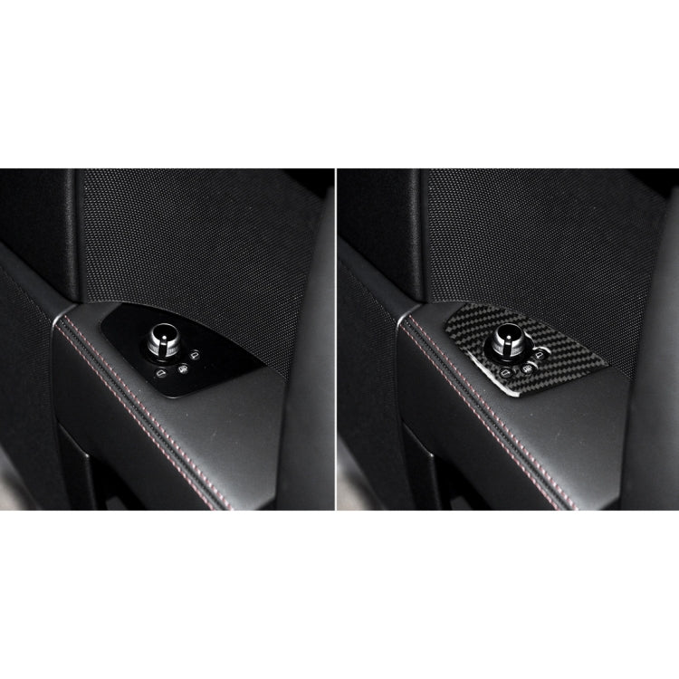 Installed carbon fiber door button cover sticker on car door console area