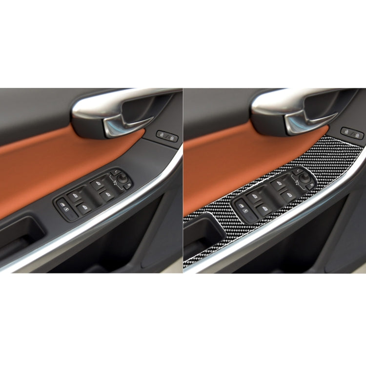 4 PCS Car Carbon Fiber Window Lifting Panel Decorative Stickers for Volvo V60 2010-2017 / S60 2010-2018, Left and Right Drive Universal, Window Lifting Panel
