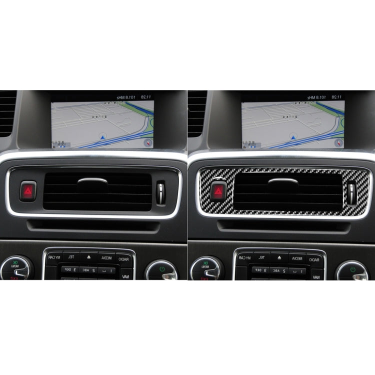 Carbon fiber vent trim sticker installed, before-and-after dashboard view