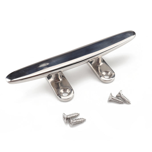 Marine Stainless Steel Flat Top 4 inch Base Boat Cleats Dock with Screws, A2347