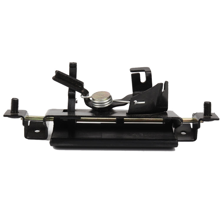 Black tailgate handle with threaded posts and metal support rod