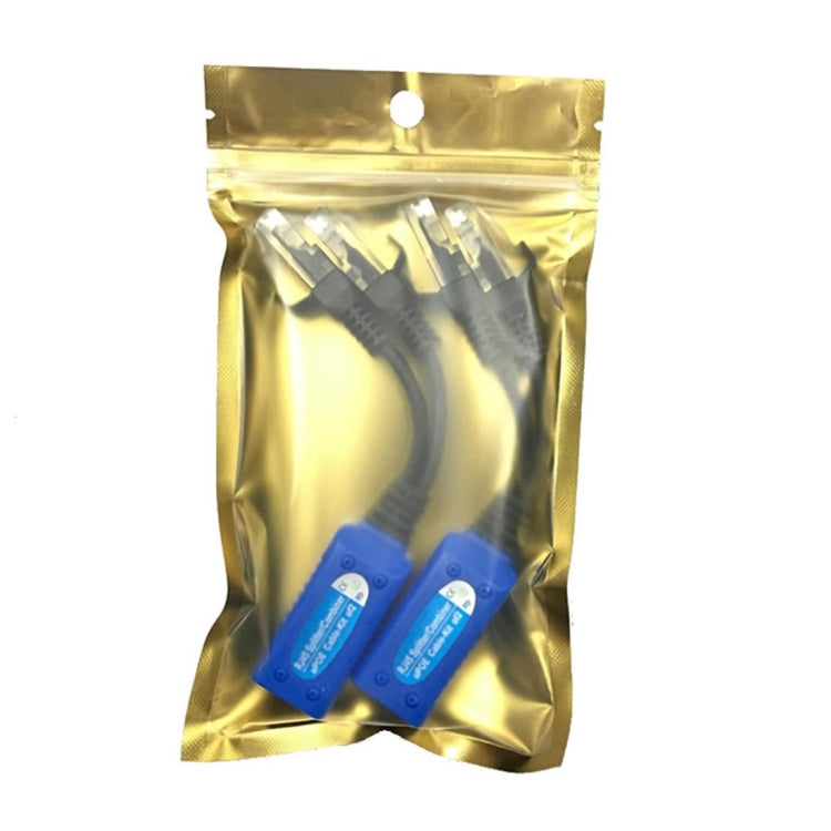 2-pack passive UPOE twisted transceiver adapters in gold poly bag; blue units visible