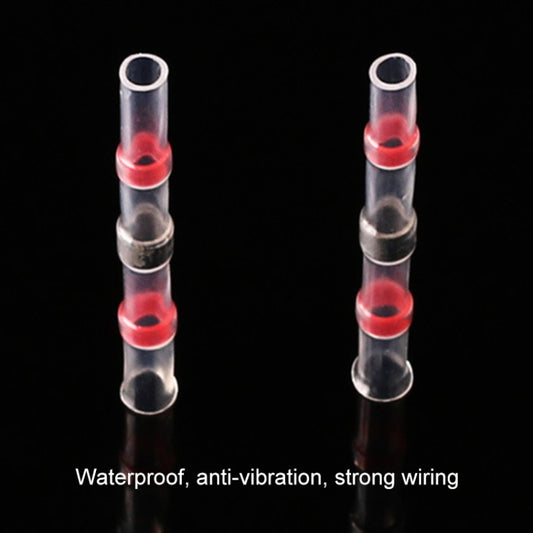 100 PCS AWG22-18 0.5-1.5mm Seal Heat Shrink Butt Wire Connectors Red Terminals Solder Sleeve, 0.5-1.5mm Red
