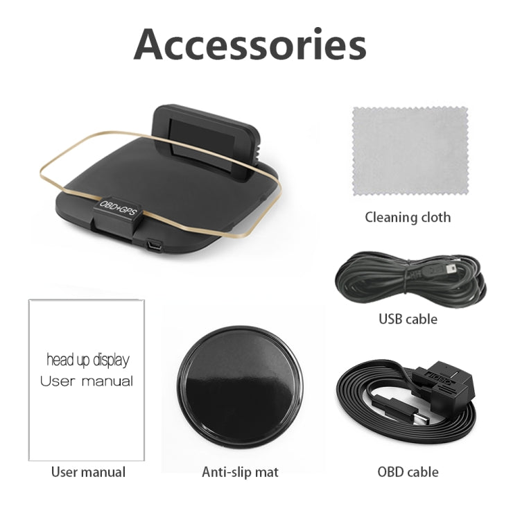 C1 OBD2 + GPS Mode Car HUD Head-up Display Compass / Speed / Water Temperature / Voltage Display / Speed / Fault Alarm / Navigation Function, C1 With Navigation Function