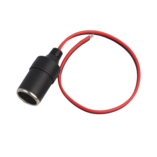 DIY cigarette lighter female plug socket with black housing and red/black wires