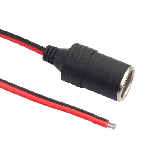 Black cigarette lighter plug socket with two solder leads and red/black cable