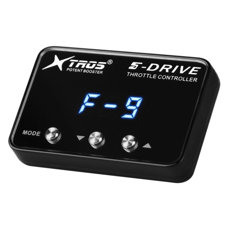 TROS 5-DRIVE electronic throttle controller, black box with blue digital display and three buttons