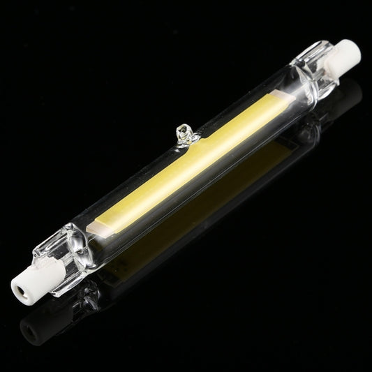 Clear glass R7S LED bulb with yellow light strip and dual pin connectors