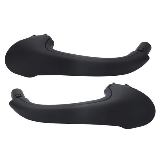 Black front inside door handle, curved pull with two end mounting posts