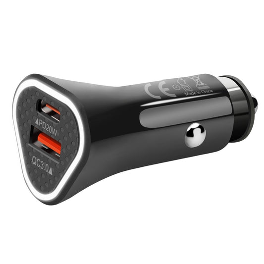 YSY-313PD30W QC3.0 USB + PD 30W USB-C / Type-C Triangle Dual Ports Fast Charging Car Charger, Car Charger