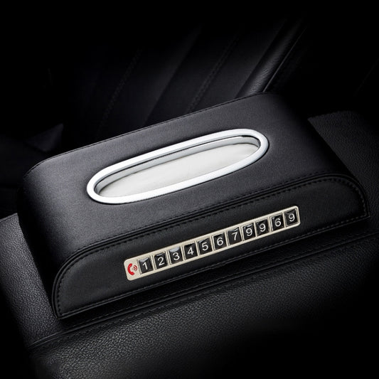 Universal Car Tissue Box with Temporary Parking Phone Number Card