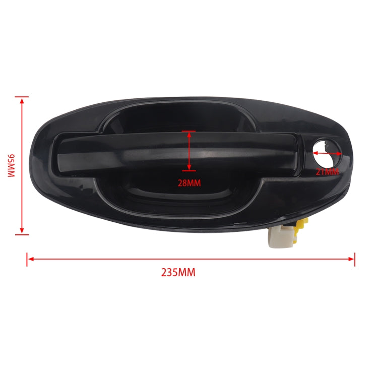 Black exterior door handle with size measurements (235mm width, 95mm height)