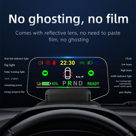 T1 5.1 inch Car HUD Head-up Display Overspeed Alarm / Remaining Battery Percentage Display for Tesla Model 3 / Y, T1 HUD