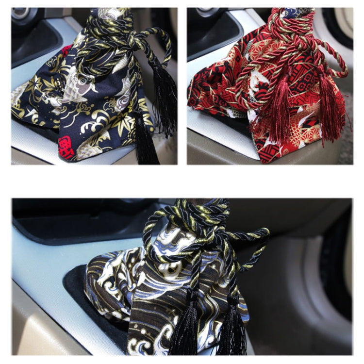 Patterned gear lever dustproof covers with tassels installed in car, mixed designs