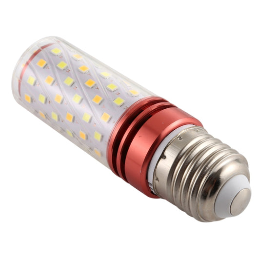 LED corn light bulb side view with red ring, silver screw base, clear lens