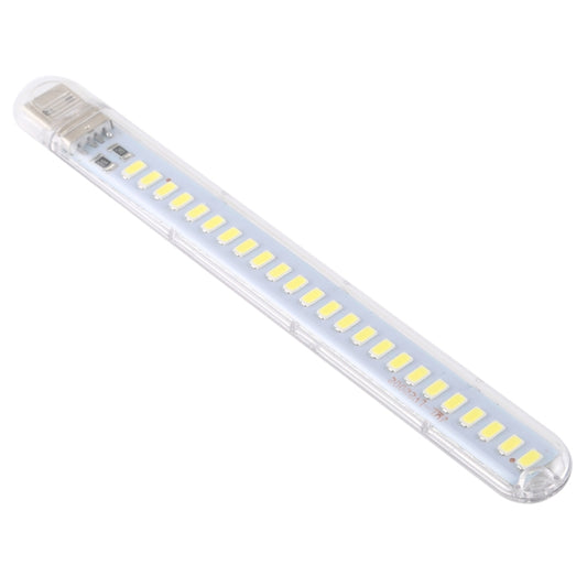 Portable USB LED book light with long LED strip and transparent housing