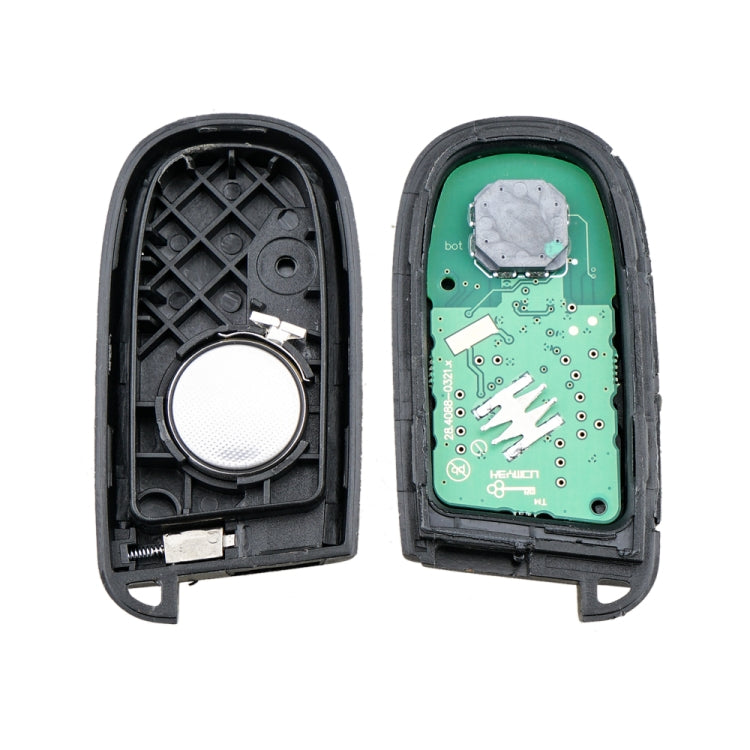 Opened car key fob shell showing internal circuit board