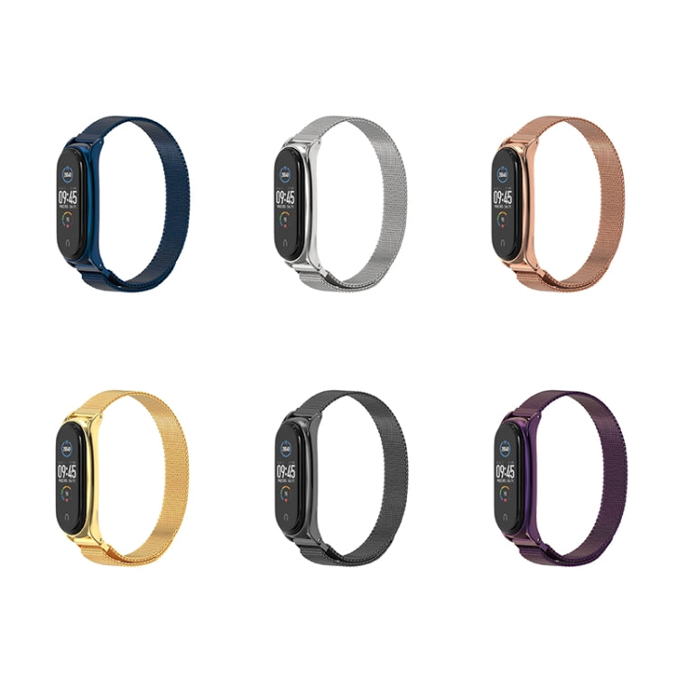 Magnetic stainless steel watch band set with mesh straps and watch cutout