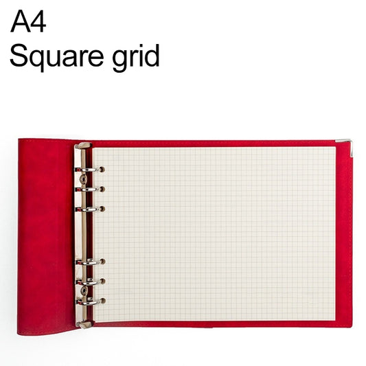 A4 Faux Leather Loose-leaf Grid Notebook, Checkered Core, Blank Inner Core, Cornell Horizontal Wire Inner Core, Cornell Checkered Core