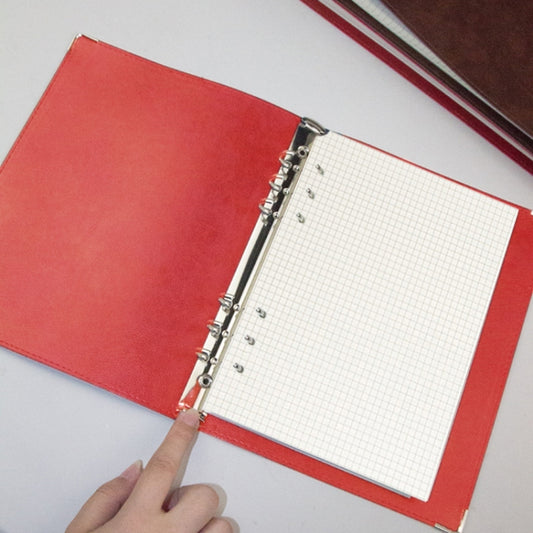 A5 Faux Leather Loose-leaf Grid Notebook, Checkered Core, Blank Inner Core, Cornell Horizontal Wire Inner Core, Cornell Checkered Core