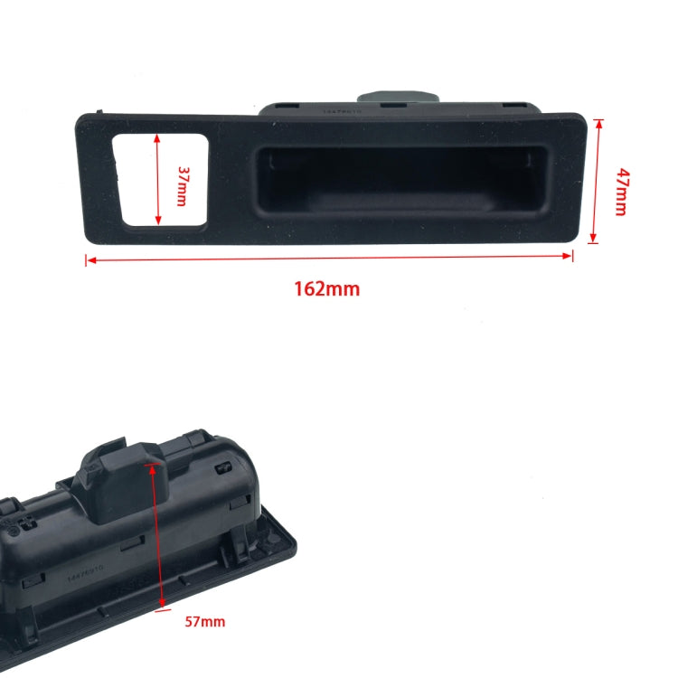 Car tailgate switch front panel with labeled measurements (162mm, 47mm)