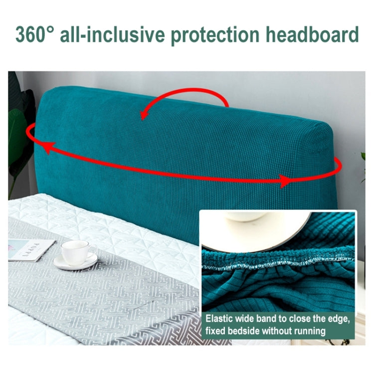 Teal polar fleece headboard dust cover with wide elastic band edge