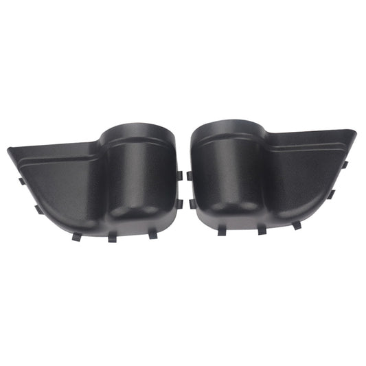 Pair of black car door cup holders with storage pockets and mounting clips