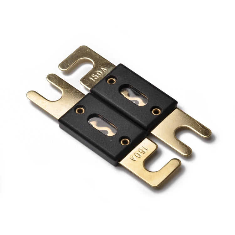 ANL car fuse with gold fork terminals and black insulator, 150A