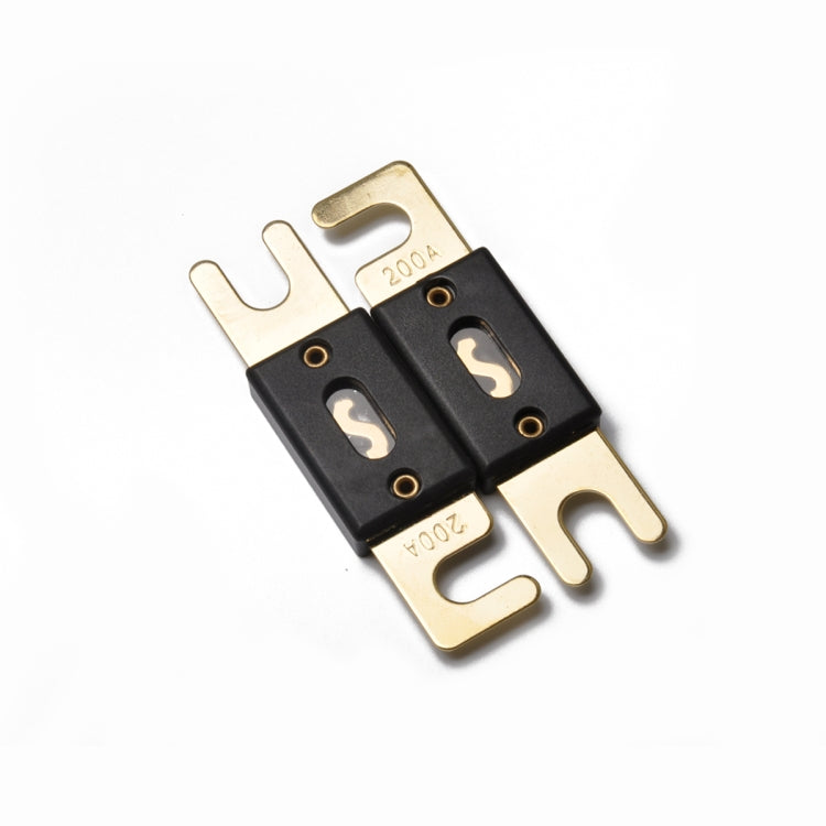 Gold-plated ANL forkbolt fuses, 200A, black bases with fork terminals