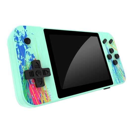Green handheld game console with 3.5-inch screen and built-in D-pad controls