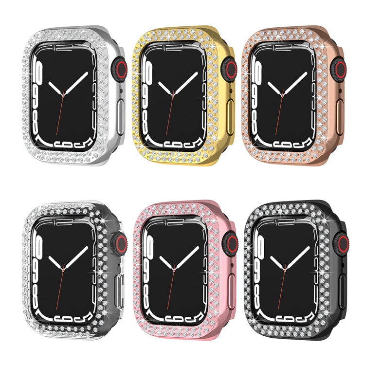 Rhinestone smartwatch cases in six colors: black, gold, rose pink, rose gold, transparent, silver