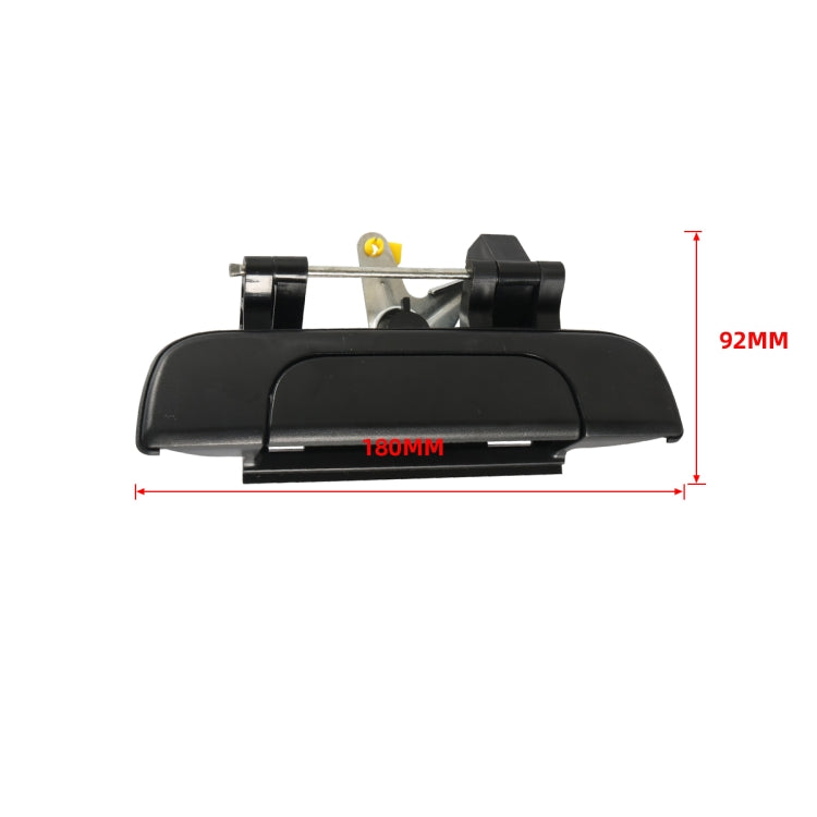 Black tailgate handle with 180mm x 92mm measurements for fitment.