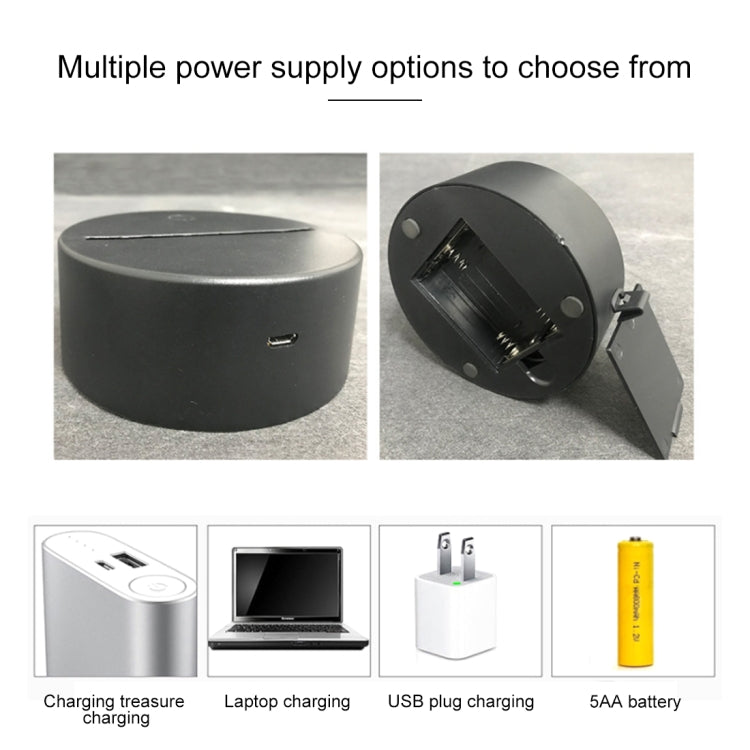 LED night light power options shown with charging ports and adapter types
