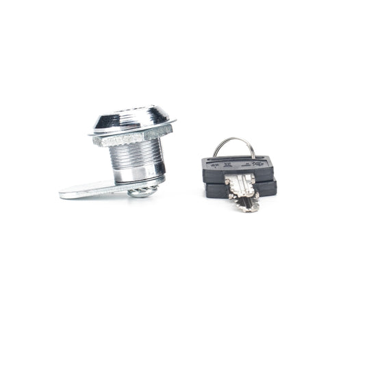 Cylinder drawer lock with keys, metal housing and black key cover