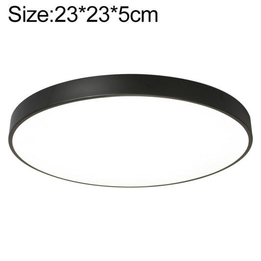 Black 23cm round LED ceiling lamp with slim circular ring