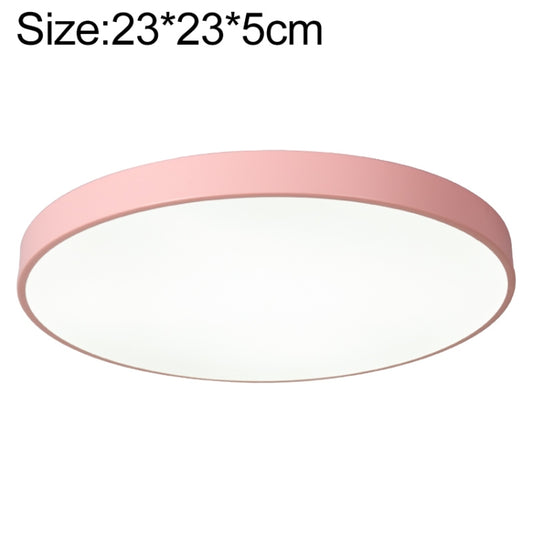Pink 23cm round LED ceiling lamp with slim circular ring