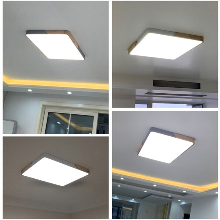 Wood Macaron LED Rectangle Ceiling Lamp, White Light, 88x62cm, 110x70cm