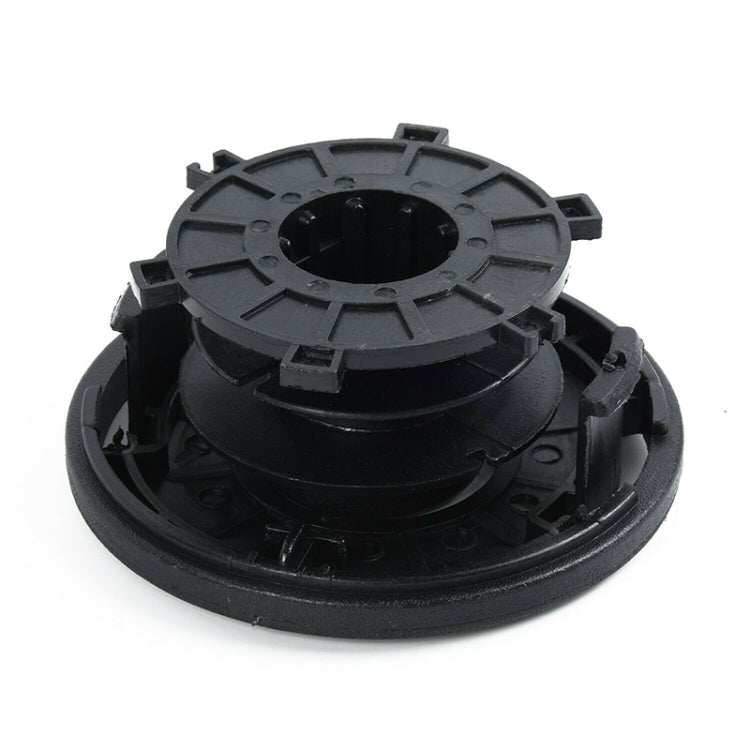 Black trimmer head reel cap and cover housing with spoked center hub