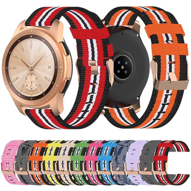 Set of nylon canvas smartwatch straps with multicolor stripe patterns and metal buckles