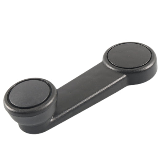 Black car window crank winder handle with two round knobs, side view