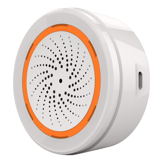 ZigBee USB siren alarm sensor with orange LED ring speaker grille