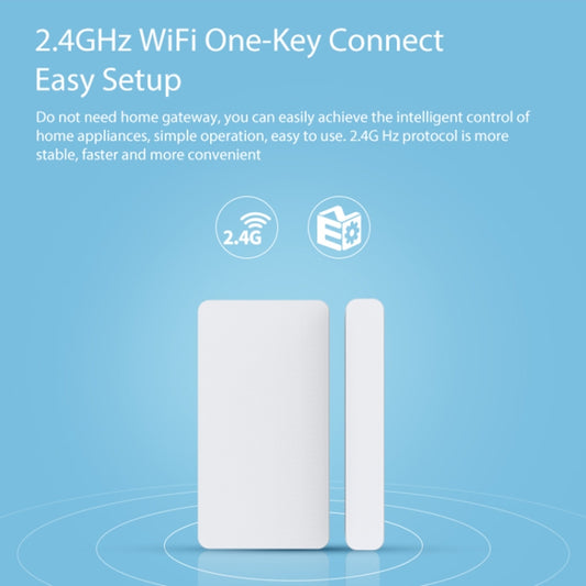 White door sensor contact unit with slim magnetic strip.