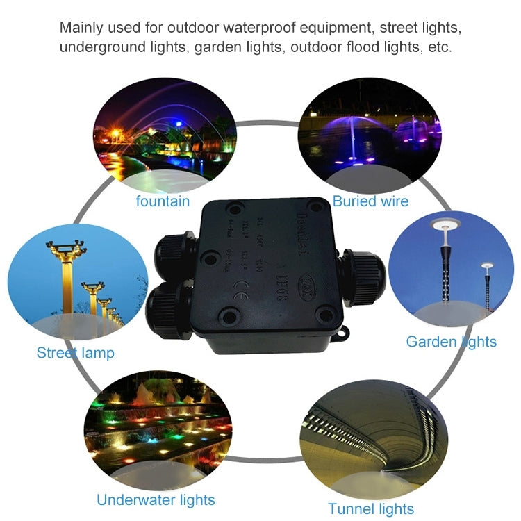 IP68 waterproof junction box for outdoor lighting with multiple cable connections