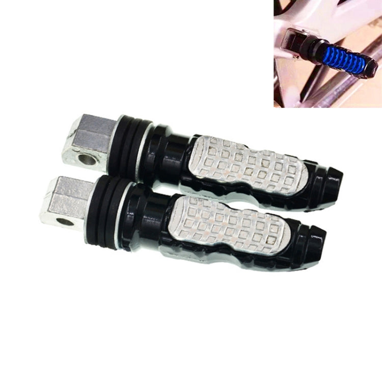 Motorcycle rear footpeg set with black textured rubber grip and mounting brackets