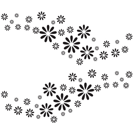 Car decorative flower sticker set, black daisy-style decals in two rows