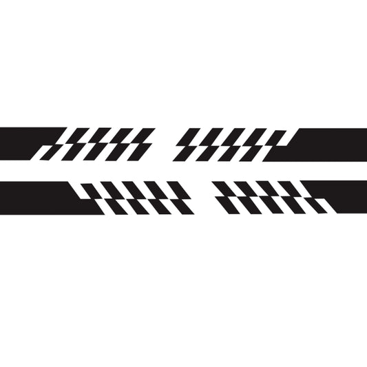 2-piece car stripe decal set D-487, black base with white diagonal check pattern