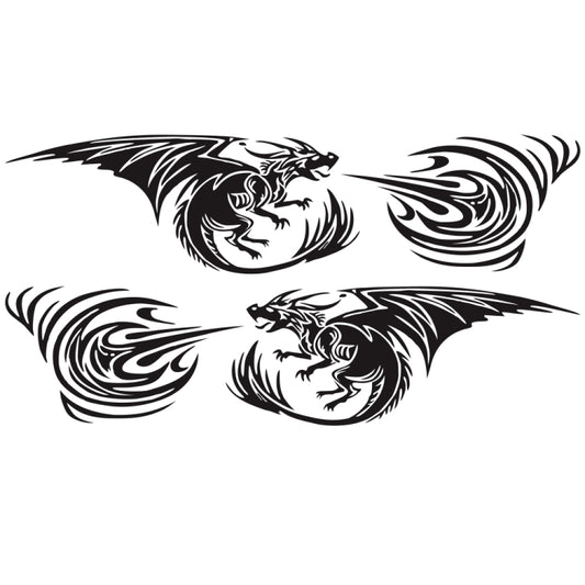 Set of 2 decorative car stickers, pterosaur spitfire pattern, black ink decals